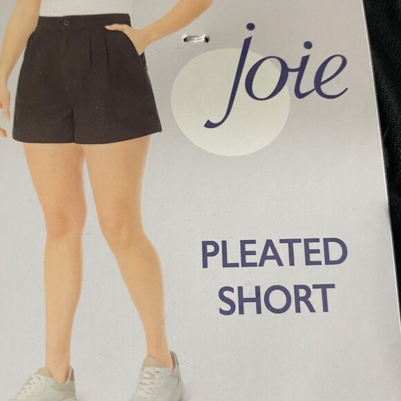Joie$158 Womens Black Pleated Shorts Linen blend Button CElastic Waist MD NWT - Picture 1 of 11
